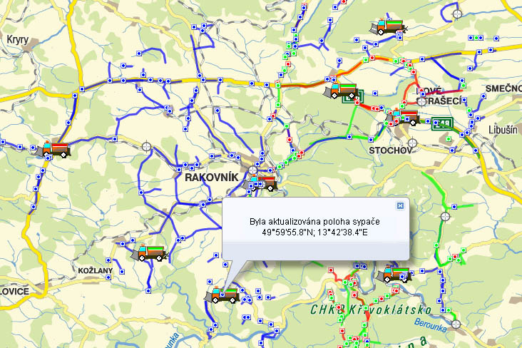 Posypová vozidla na Rakovnicku - online