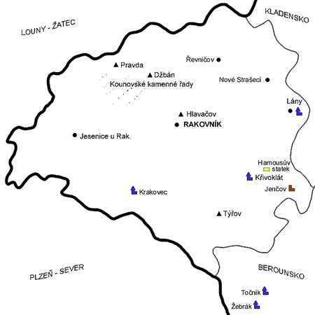 mapa hradů. zámků a pamětihodností Rakovnicko.cz